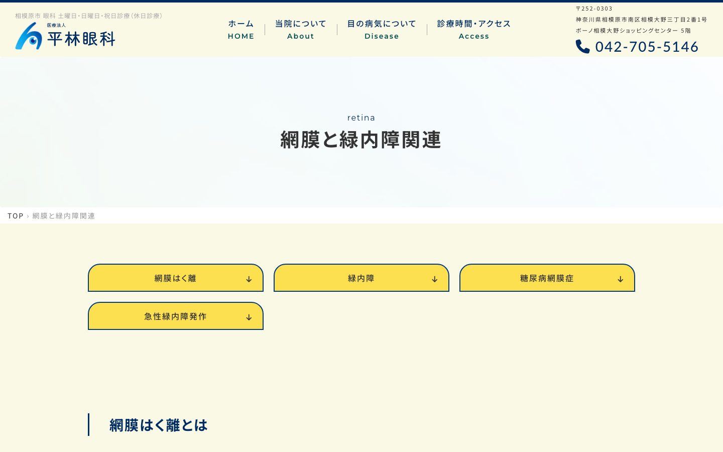 目の病気について（網膜と緑内障関連）のページ